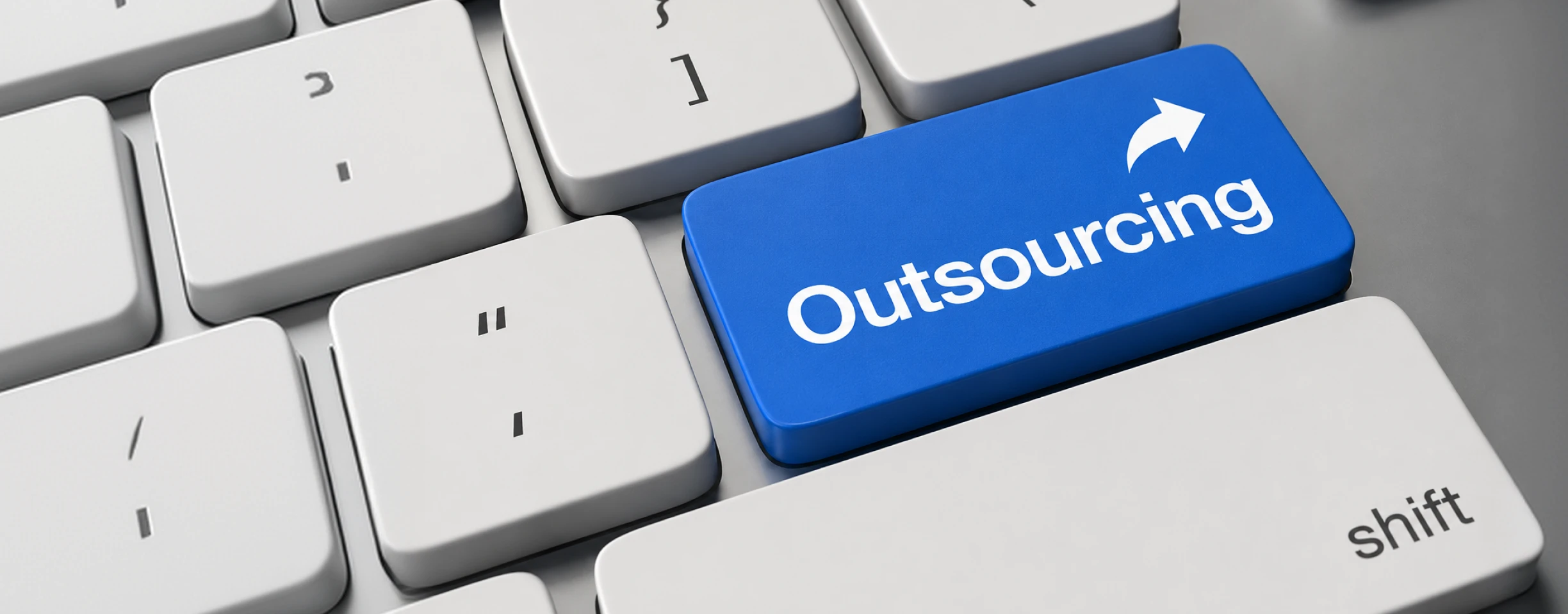 An outsourcing key on a computer keyboard